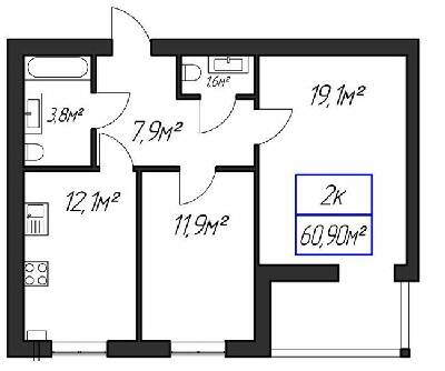 2-комнатная 60.9 м² в ЖК Парковый городок от 15 100 грн/м², Ивано-Франковск