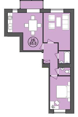 2-комнатная 65 м² в ЖК Городок Центральный от 10 500 грн/м², Ивано-Франковск