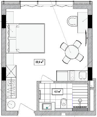 1-кімнатна 27.4 м² в Апарт-комплекс Le Méandre від 56 050 грн/м², с. Поляниця