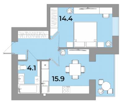 1-комнатная 40.1 м² в ЖК Яровиця Life от 12 750 грн/м², г. Калуш