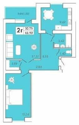 2-комнатная 61.9 м² в ЖК Maiborsky от 11 000 грн/м², Хмельницкий