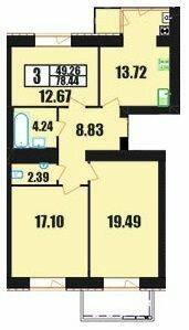 3-кімнатна 78.44 м² в ЖК Вінницький від 11 700 грн/м², Хмельницький