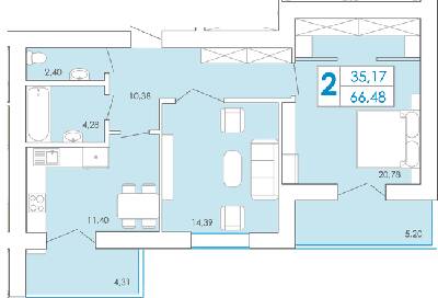 2-кімнатна 66.48 м² в ЖК Срібні озера комфорт від 11 000 грн/м², Хмельницький