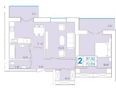 2-кімнатна 70.84 м² в ЖК Срібні озера комфорт від 14 500 грн/м², Хмельницький