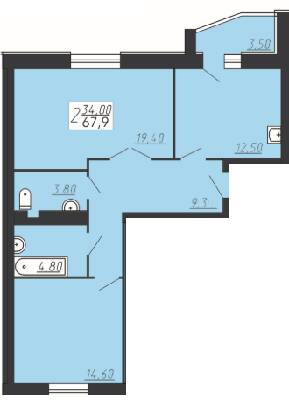 2-кімнатна 67.9 м² в ЖК Щасливий від забудовника, м. Городок