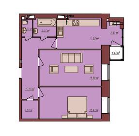 2-комнатная 67.36 м² в ЖК Дом Чехова от 11 500 грн/м², г. Каменец-Подольский