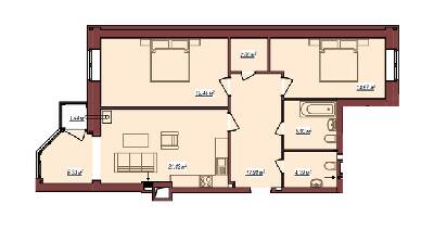 2-кімнатна 87.34 м² в ЖК Будинок Чехова від 12 500 грн/м², м. Кам`янець-Подільський