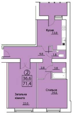 2-комнатная 71.4 м² в ЖК на просп. Грушевского, 50 от застройщика, г. Каменец-Подольский