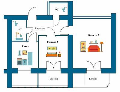 2-комнатная 59.1 м² в ЖК Новый Эдем от 10 500 грн/м², г. Каменец-Подольский