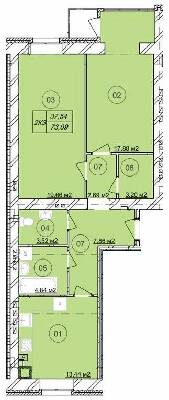 2-комнатная 73.09 м² в ЖК Премьер от 12 000 грн/м², г. Каменец-Подольский