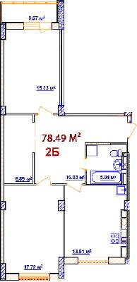 2-кімнатна 78.49 м² в ЖК Комфорт від 14 000 грн/м², Вінниця