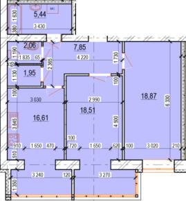 2-комнатная 71.29 м² в ЖК Перлина Поділля от застройщика, Винница