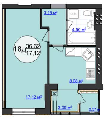 1-кімнатна 36.62 м² в ЖК Кемпінг Сіті від 13 500 грн/м², смт Стрижавка