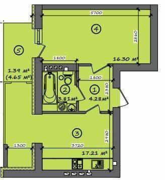 1-комнатная 42.99 м² в ЖК Итальянский от 18 000 грн/м², с. Тарасово