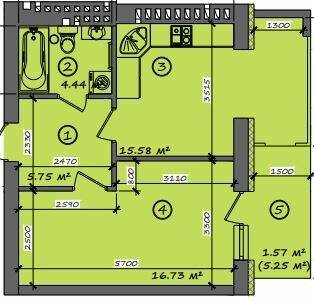 1-комнатная 44.07 м² в ЖК Итальянский от 18 000 грн/м², с. Тарасово