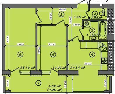 2-комнатная 59.78 м² в ЖК Итальянский от 18 000 грн/м², с. Тарасово