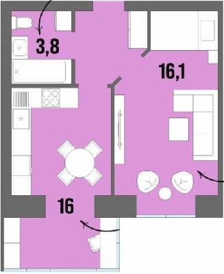 1-кімнатна 39.7 м² в ЖК Dream Town від 16 950 грн/м², Луцьк