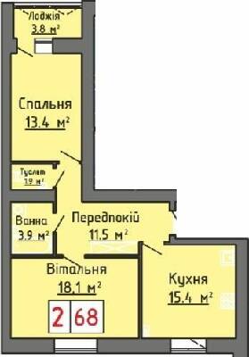 2-кімнатна 68 м² в ЖК Оберіг від 17 000 грн/м², Луцьк