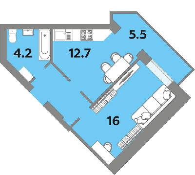 1-кімнатна 43.8 м² в ЖК Яровиця від 20 450 грн/м², Луцьк