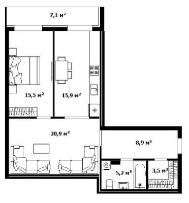 2-кімнатна 71.9 м² в ЖК Dream City від 34 700 грн/м², Ужгород