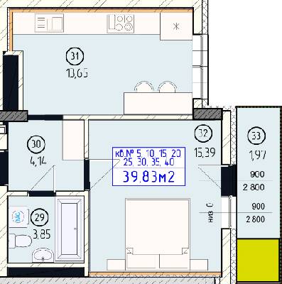 1-кімнатна 39.83 м² в ЖК Будапешт від 27 450 грн/м², Ужгород
