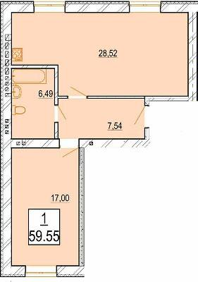 1-кімнатна 59.55 м² в ЖК Маєток Боздош від 16 400 грн/м², Ужгород