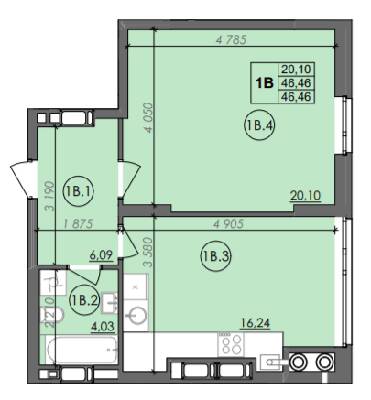 1-кімнатна 46.46 м² в ЖК Panorama від 20 500 грн/м², Луцьк