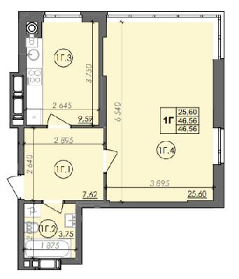 1-кімнатна 46.56 м² в ЖК Panorama від 19 500 грн/м², Луцьк