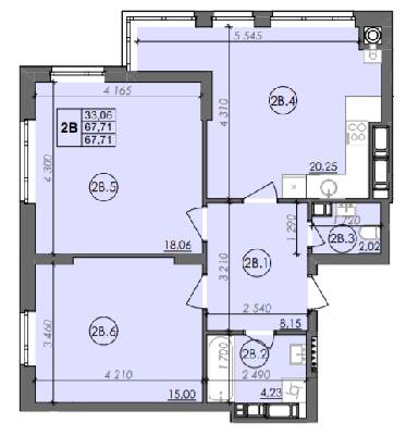 2-комнатная 67.71 м² в ЖК Panorama от 21 000 грн/м², Луцк