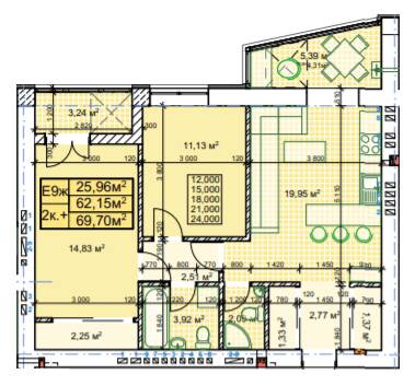 2-комнатная 69.7 м² в ЖК Парковый городок от 15 300 грн/м², Ивано-Франковск