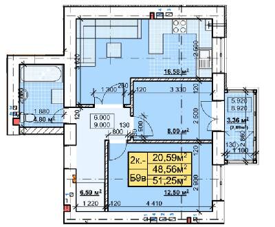 2-комнатная 51.25 м² в ЖК Парковый городок от 14 700 грн/м², Ивано-Франковск