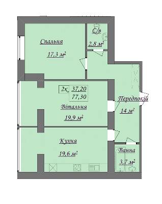 2-комнатная 77.3 м² в ЖК Містечко Козацьке от 13 800 грн/м², Ивано-Франковск