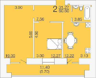 2-комнатная 60.6 м² в ЖК Апельсин от 19 200 грн/м², Николаев