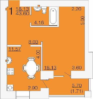 1-кімнатна 43.6 м² в ЖК Апельсин від 19 200 грн/м², Миколаїв