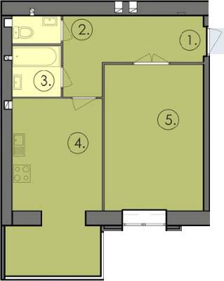 1-кімнатна 51.52 м² в ЖК Петровський Квартал від 14 000 грн/м², с. Щербані