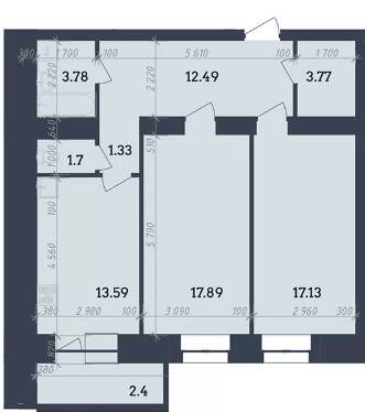 2-комнатная 74.08 м² в ЖК Династия от 23 500 грн/м², Полтава