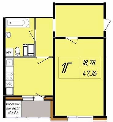 1-комнатная 47.36 м² в ЖК Затишний от 17 000 грн/м², Полтава