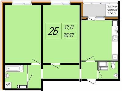 2-кімнатна 70.57 м² в ЖК Затишний від 16 800 грн/м², Полтава