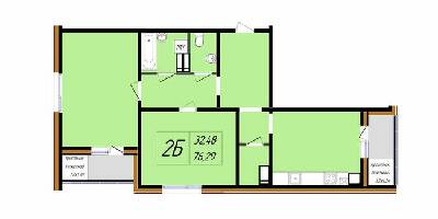 2-комнатная 76.29 м² в ЖК Затишний от 16 800 грн/м², Полтава