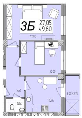 2-комнатная 49.8 м² в ЖК Олимп от 15 200 грн/м², Ровно