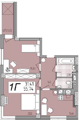 2-комнатная 55.74 м² в ЖК Олимп от 18 200 грн/м², Ровно