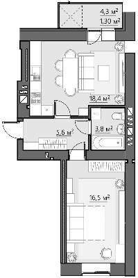 1-кімнатна 45.6 м² в ЖК Сімейний від 22 650 грн/м², Рівне