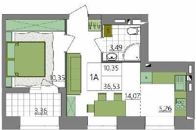 1-кімнатна 36.53 м² в ЖК Синергія Light від 14 000 грн/м², Рівне