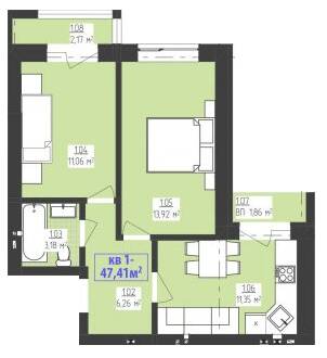 2-кімнатна 47.41 м² в КБ FAMILIYA від 15 150 грн/м², Рівне