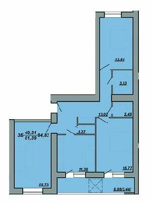 3-кімнатна 84.83 м² в ЖК Рідний Дім від 11 800 грн/м², Тернопіль