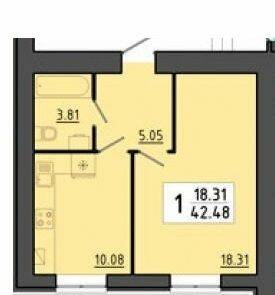 1-комнатная 42.48 м² в ЖК Квартал Энергия от 18 250 грн/м², Тернополь