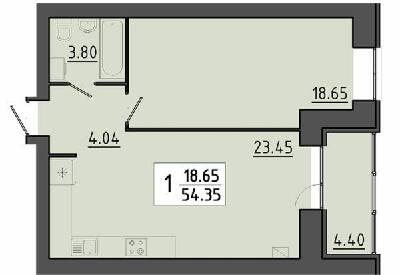 1-кімнатна 54.35 м² в ЖК Квартал Енергія від 18 250 грн/м², Тернопіль