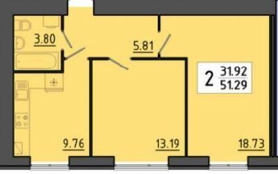 2-комнатная 51.29 м² в ЖК Квартал Энергия от 16 950 грн/м², Тернополь