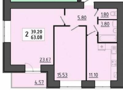 2-кімнатна 63.08 м² в ЖК Квартал Енергія від 16 950 грн/м², Тернопіль