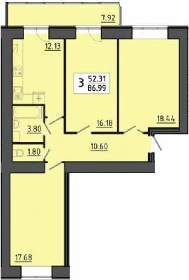 3-комнатная 86.99 м² в ЖК Квартал Энергия от 15 550 грн/м², Тернополь